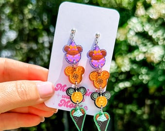 Mickey and Minnie Halloween Snack Dangle Earrings | Disney Halloween Earrings| Mickey Snack Earrings
