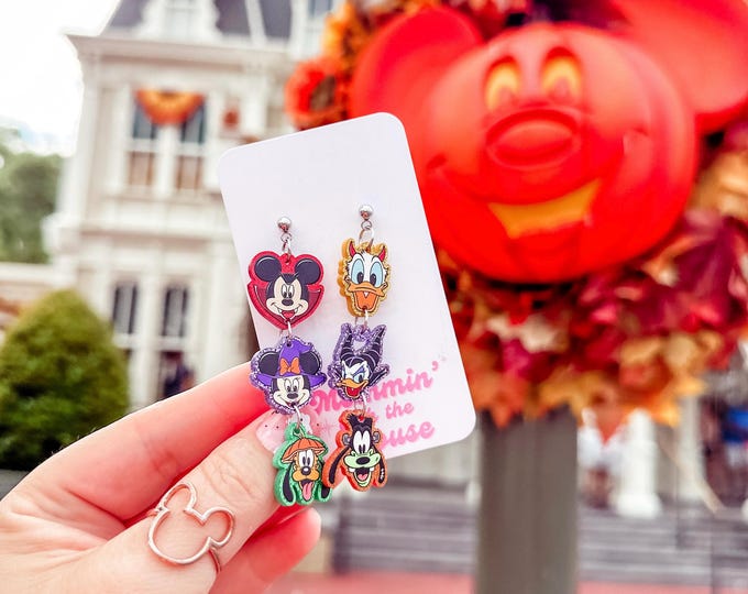 Featured listing image: Boo to You Sensational Six Halloween Costume Dangle Earrings | Disney Halloween Earrings| Mickey Halloween Earrings