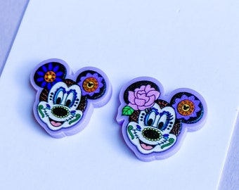 Day of the Dead Coco Mickey and Minnie Studs | Dia de los Muertos Disney Earrings
