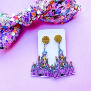 Birthday Cake Castle Earrings Disney Castle Earrings WDW 25th Anniversary Castle Earrings image 5