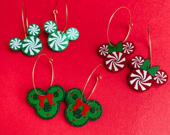 Mickey Christmas Hoop Earrings