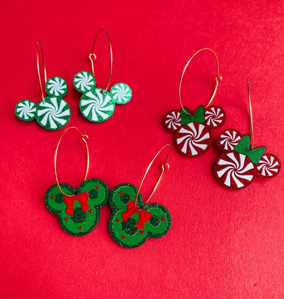 Mickey Christmas Hoop Earrings