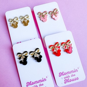 Kokette Bogen Mickey Ohrringe | Princess Style Bowknot baumeln Ohrring | Maus Schleife Schmuck