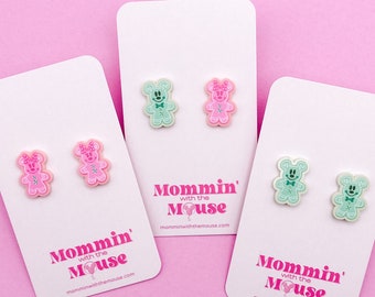 Pastel Gingerbread Mickey and Minnie Studs | Disney Christmas Earrings