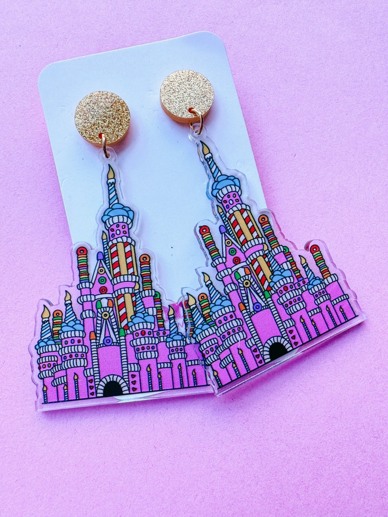 Birthday Cake Castle Earrings Disney Castle Earrings WDW 25th Anniversary Castle Earrings image 7