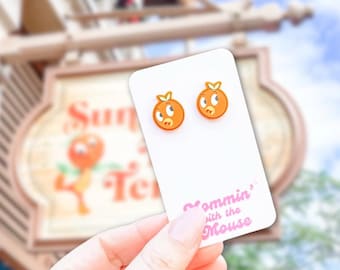 Orange Bird Stud Earrings