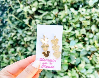 Gold Mirror Mickey Mouse Dangle Earrings