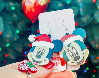 Santa Mickey and Minnie Earrings | Disney Christmas Earrings