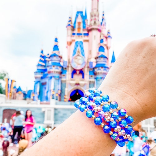 Most Magical Celebration Bracelet Stack | WDW 50th Anniversary Bracelet | Earidescent Mickey Beads Memory Wire Bracelet