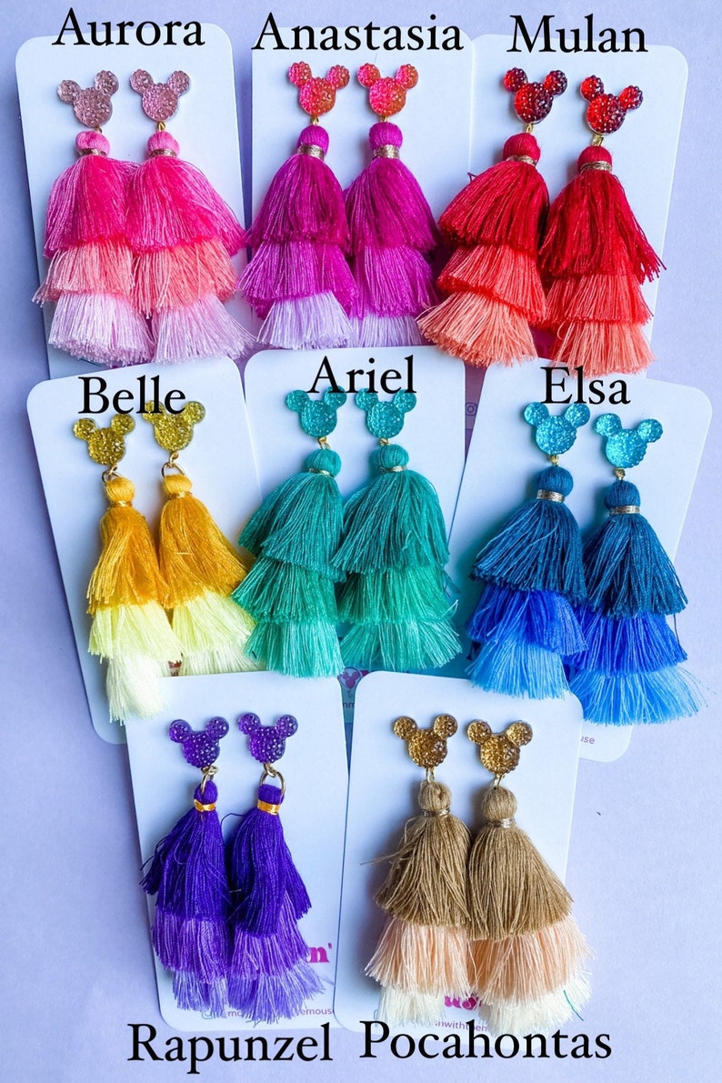 Princess Sparkle Mickey Tiered Ombré Tassel Earrings | Princess Earrings | Encanto Earrings | Disney Earrings image 2
