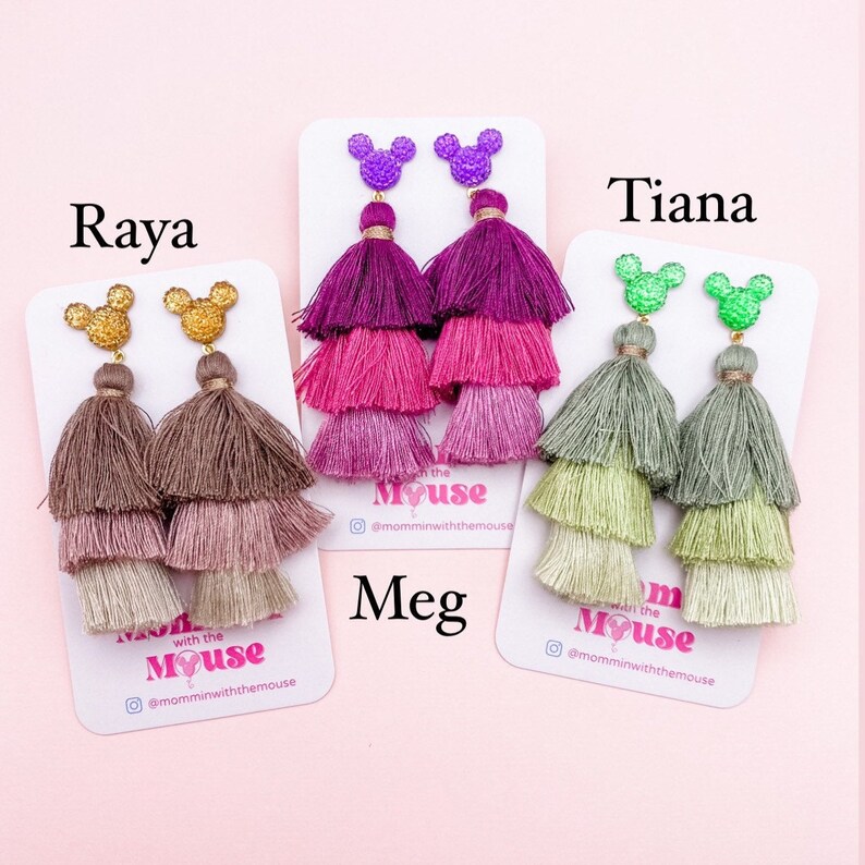 Princess Sparkle Mickey Tiered Ombré Tassel Earrings | Princess Earrings | Encanto Earrings | Disney Earrings image 3