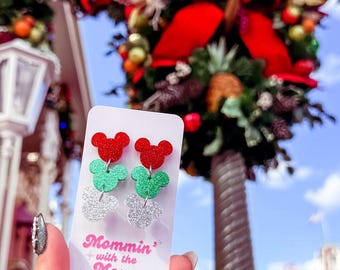 Mickey Christmas Dangle Earrings | Disney Holiday Earrings