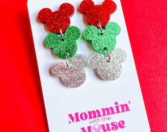 Mickey Christmas Dangle Earrings | Disney Holiday Earrings