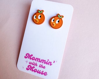 Orange Bird Stud Earrings