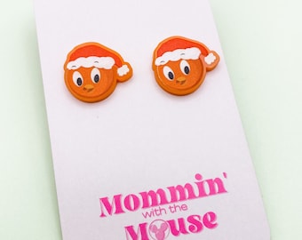 Santa Orange Bird Stud Earrings