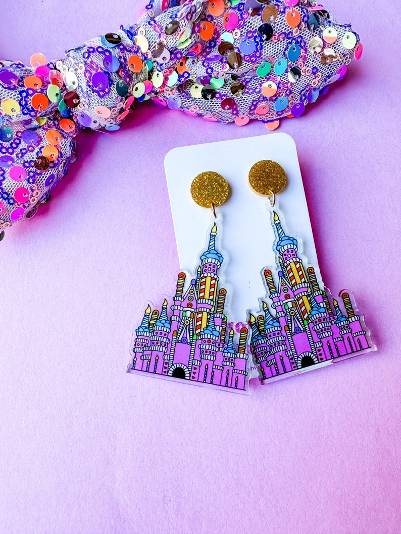 Birthday Cake Castle Earrings Disney Castle Earrings WDW 25th Anniversary Castle Earrings image 9