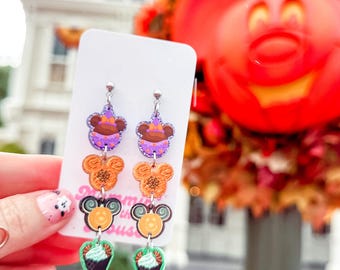 Mickey and Minnie Halloween Snack Dangle Earrings | Disney Halloween Earrings| Mickey Snack Earrings