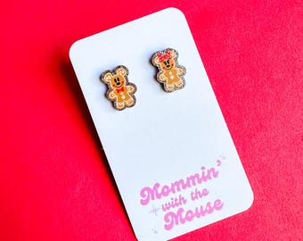 Gingerbread Mickey and Minnie Studs | Disney Christmas Earrings