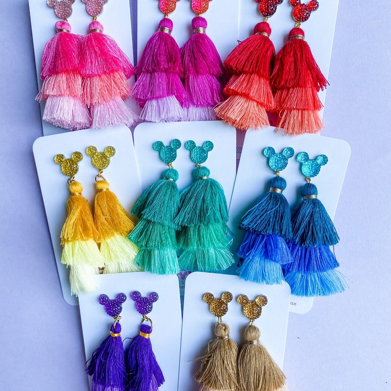 Princess Sparkle Mickey Tiered Ombré Tassel Earrings | Princess Earrings | Encanto Earrings | Disney Earrings image 1