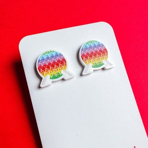 Rainbow Spaceship Earth Studs | Epcot Earrings