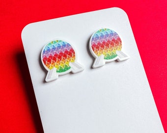 Rainbow Spaceship Earth Studs | Epcot Earrings