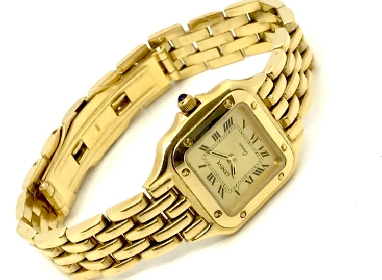 14k Gold Women Watch GENEVE With Crystal Sapphire - Etsy