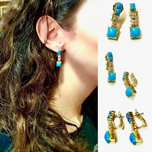 18K Gold Earrings Brilliants PERSIAN TURQUOISE