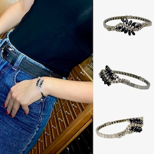 18k White Gold Bracelet Vintage 1960 with Brilliants and Sapphires