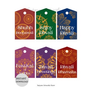 Happy Diwali Favor Tags Diwali Gift Tags Printable Gift Etsy
