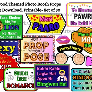 Bollywood Themed Party Props, Bollywood Photo Booth Props, Indian Party Signs, Printable Wedding Props, DIY Props, Desi Style, Funny Prop