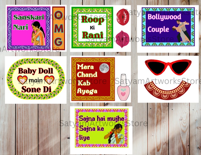 Karwa Chauth Props, Bollywood Photo Booth Props, Indian Festival Signs ...