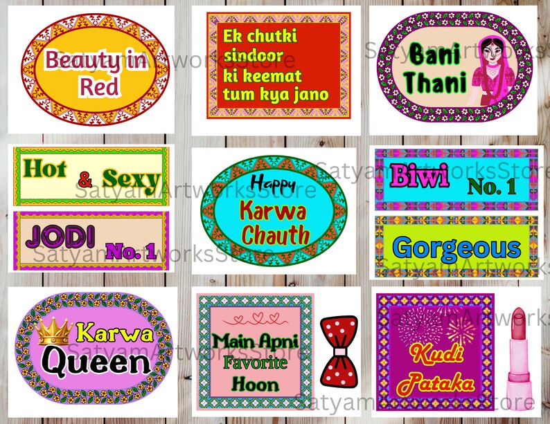 Karwa Chauth Props, Bollywood Photo Booth Props, Indian Festival Signs ...