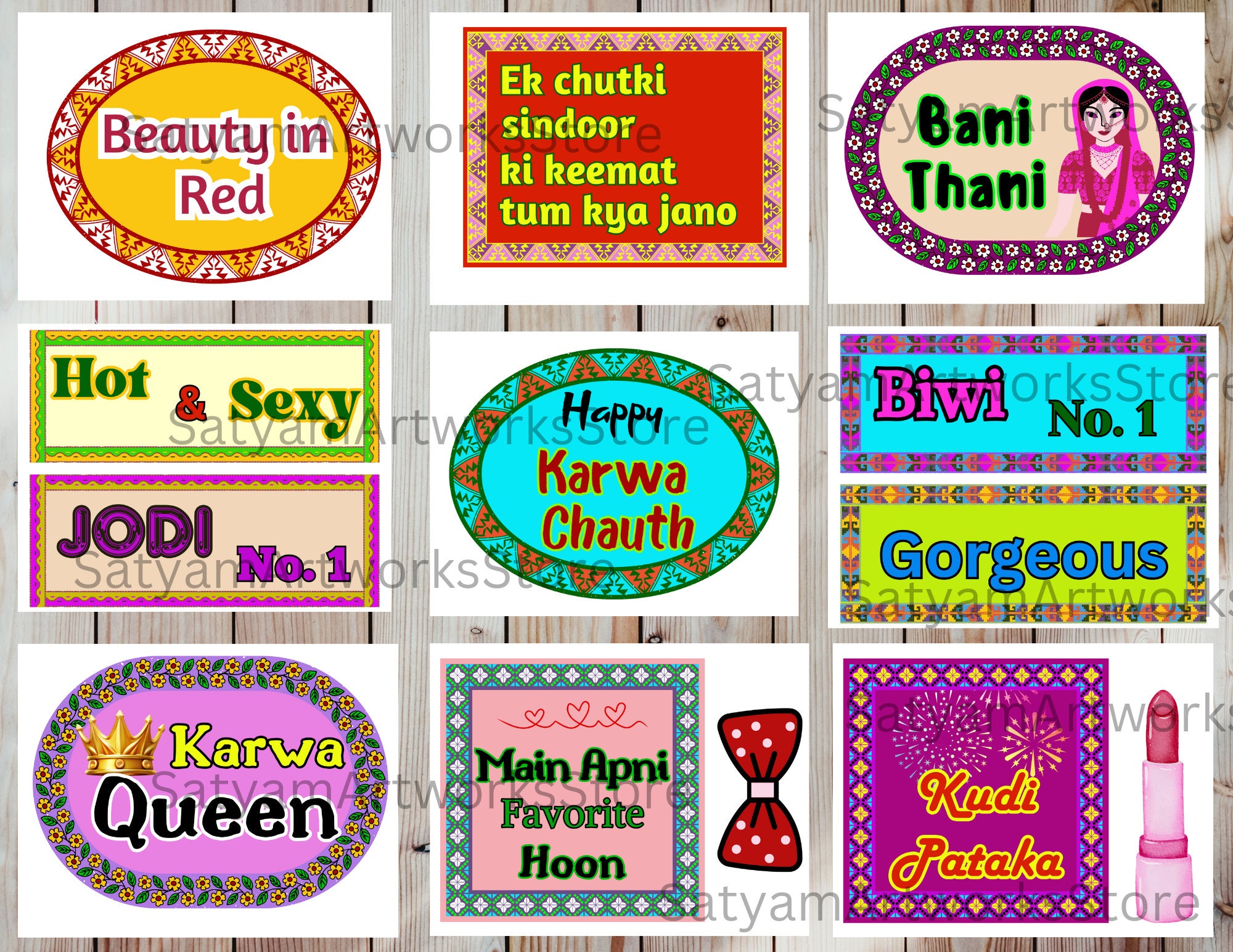 Karwa Chauth Props, Bollywood Photo Booth Props, Indian Festival Signs ...