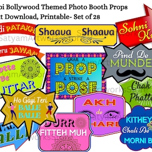 Punjabi Bollywood Photo Booth Props: Indian Wedding, Lohri Party (DIY Printable)
