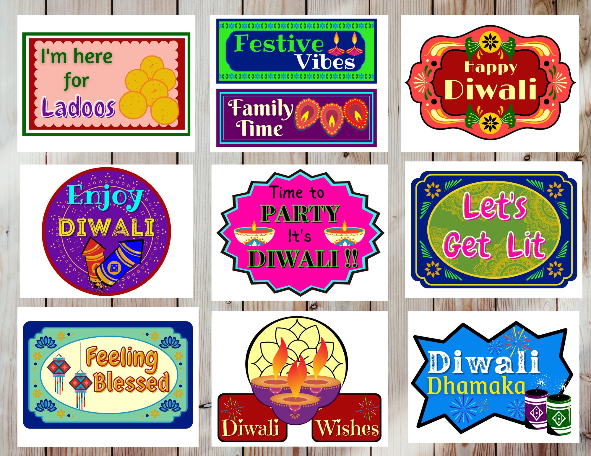32 Diwali Themed Party Props Diwali Photo Booth Props Indian Etsy UK