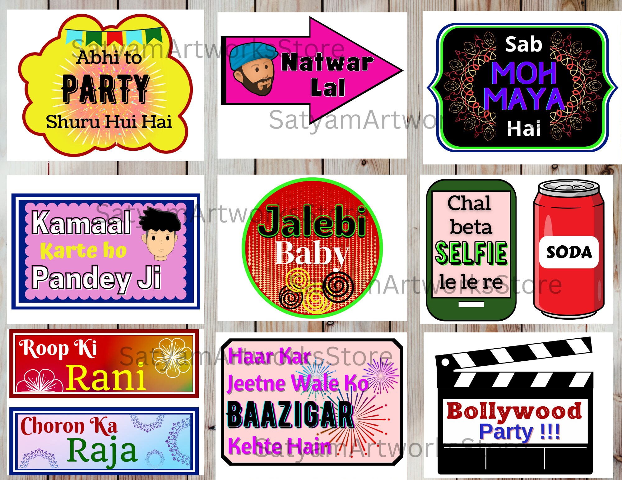 Bollywood Party Props, Bollywood Photo Booth Props, Indian Party Signs ...