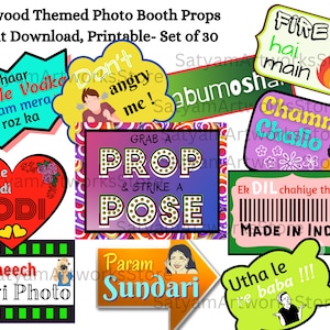 30 Bollywood Themed Party Props, Bollywood Photo Booth Props, Indian Party Signs, Printable Wedding Props, DIY Props, Desi Style, Funny Prop
