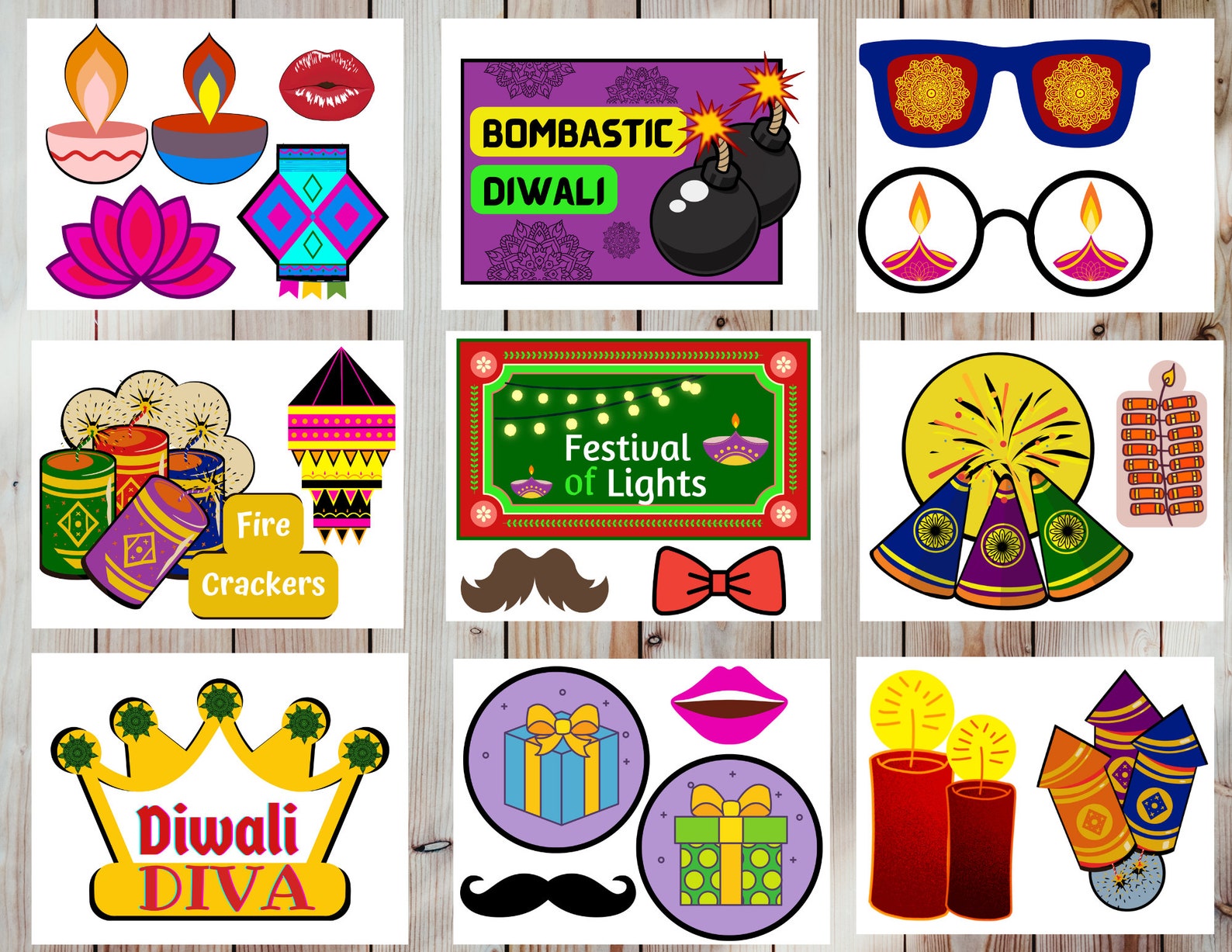 32 Diwali Themed Party Props Diwali Photo Booth Props Indian Etsy UK