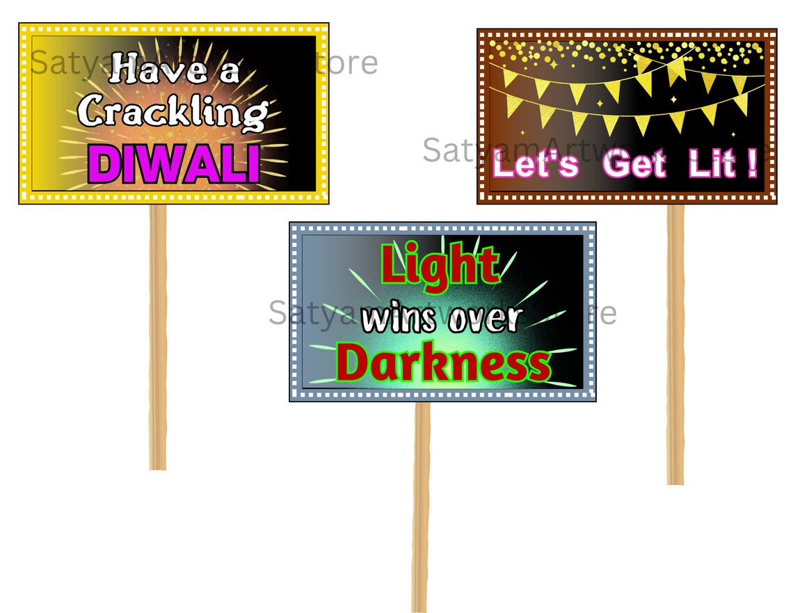 32 Diwali Themed Party Props, Diwali Photo Booth Props, Indian Festival