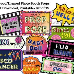 23 Bollywood Themed Party Props, Bollywood Photo Booth Props, Indian Party Signs, Printable Wedding Props, DIY Props, Desi Style