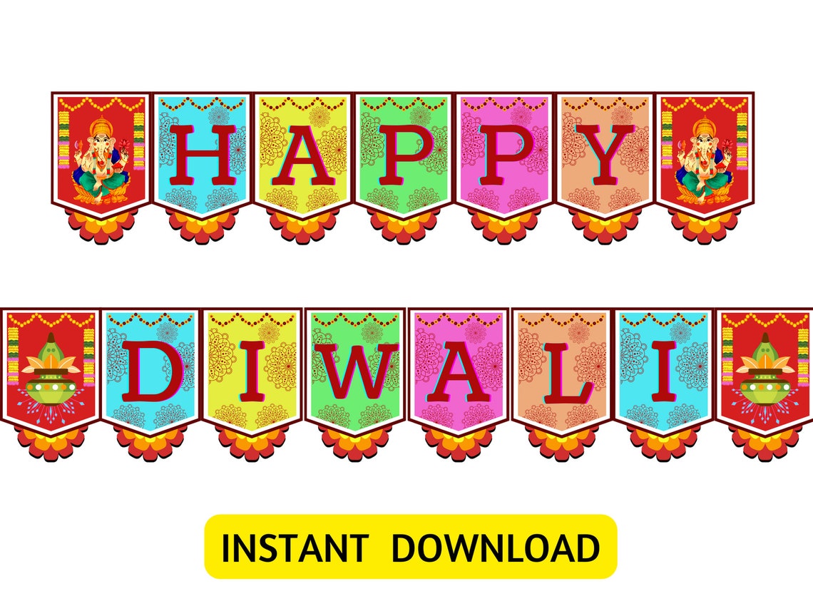 Diwali DIY Bunting Instant Download Printable Diwali Banner - Etsy
