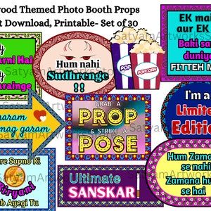 Bollywood Party Props, Bollywood Photo Booth Props, Indian Party Signs, Bollywood Dialogue Props, Printable Wedding Props, Funny Props
