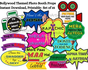 23 Bollywood Themed Party Props, Bollywood Photo Booth Props, Indian ...