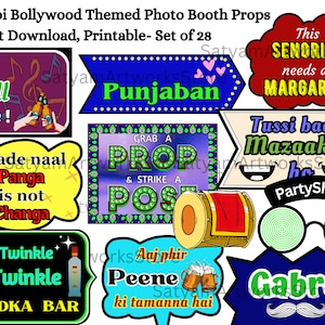 28 Punjabi Themed Party Props, Punjabi Bollywood Photo Booth Props, Indian Party Signs, Wedding Props, Lohri Props, DIY Props, Desi Style