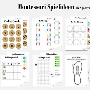9 Kinderspiele Tafeln Bildkarten Montessori Sortierspiel Kleinkind Lernspiel Konzentration Zahlen Formen PDF Spielesammlung Kindergarten