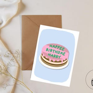 Happee Birthdae personalisierte Geburtstagskarte Harry Potter, Hagrid Geburtstagskuchen Hogwarts, Wachssiegel, Geschenk für Potterheads