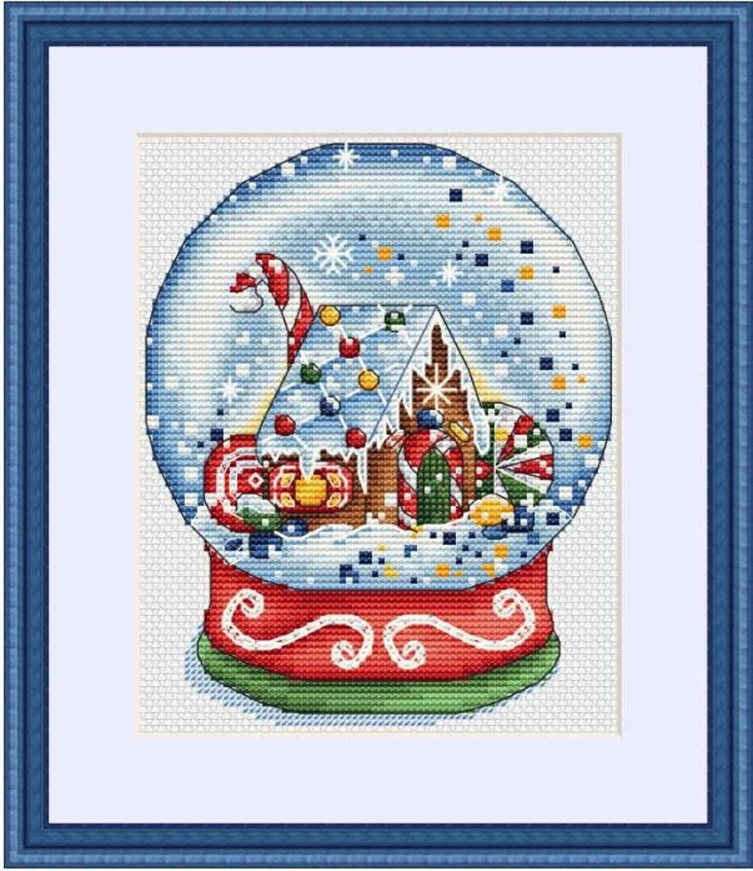 Christmas Snow Globe - Red Band Cross Stitch Pattern - Etsy