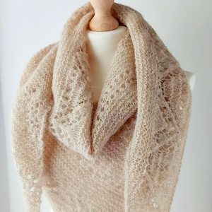 Alpaca Scarf, Shawl Wrap for Wedding, Asymmetric Triangle Shawl, Oversized Scarf, Winter Wedding Shawl, Bridesmaid Shawl, Hand Knit Scarf