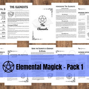 Printable Grimoire Pages | Build Your Own Grimoire | Book of Shadows | The Cemetery Witch | Learn Witchcraft | Elemental Magick – Pack 1
