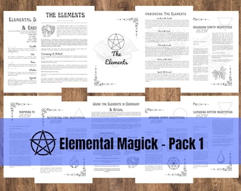 Strony Grimoire do druku | Stwórz własny Grimoire | Księga Cieni | Wiedźma z Cmentarza | Naucz się czarostwa | Magia Żywiołów – Pakiet 1